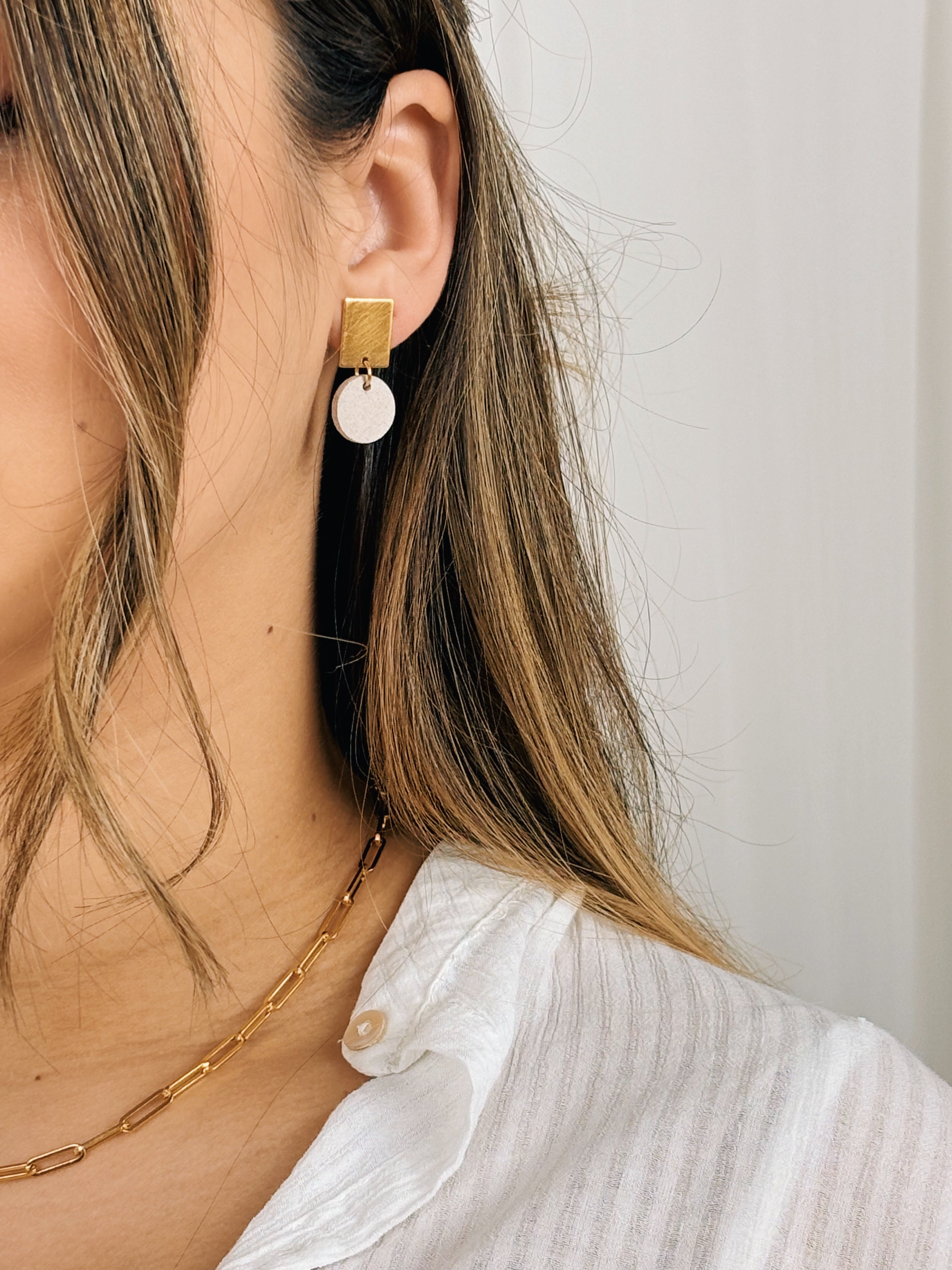 SS24 - Earring Gold & SandGrey - Verguld/Zilver